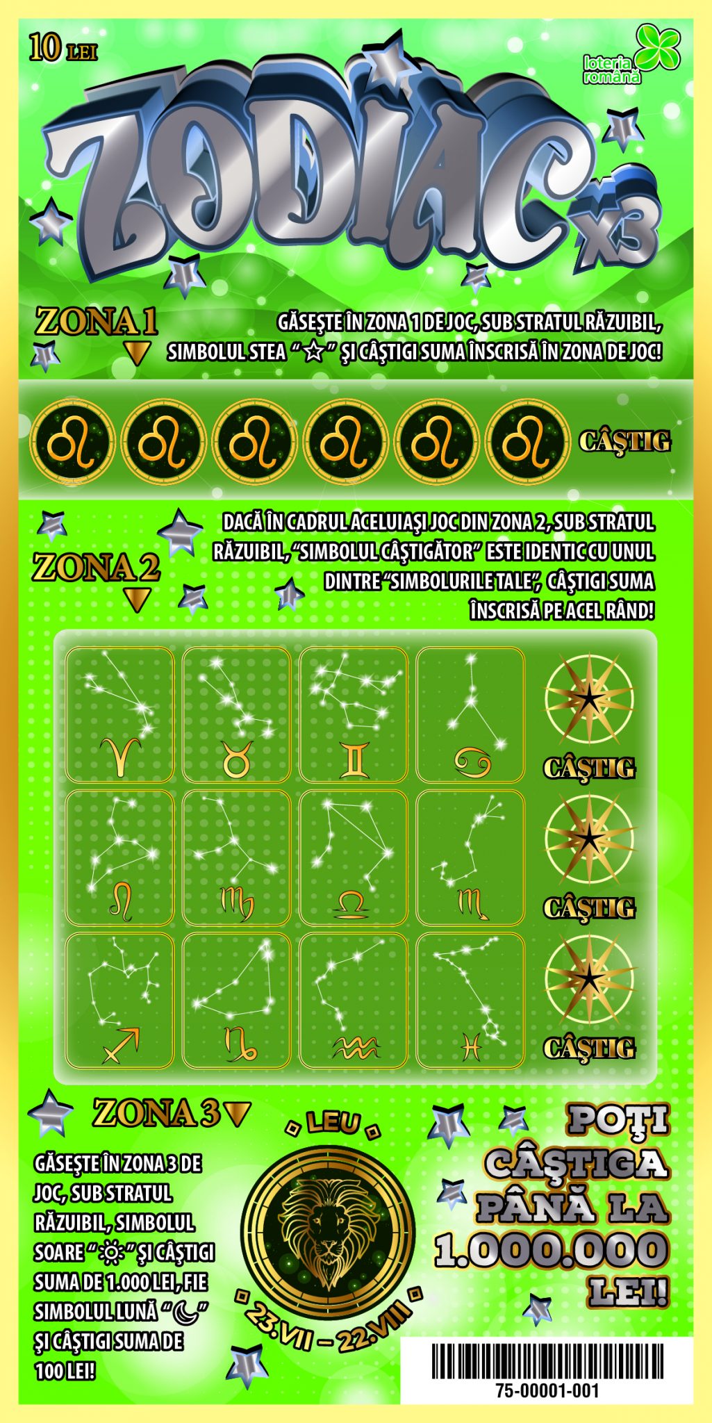 Loz ZODIAC X 3 Loteria Romana